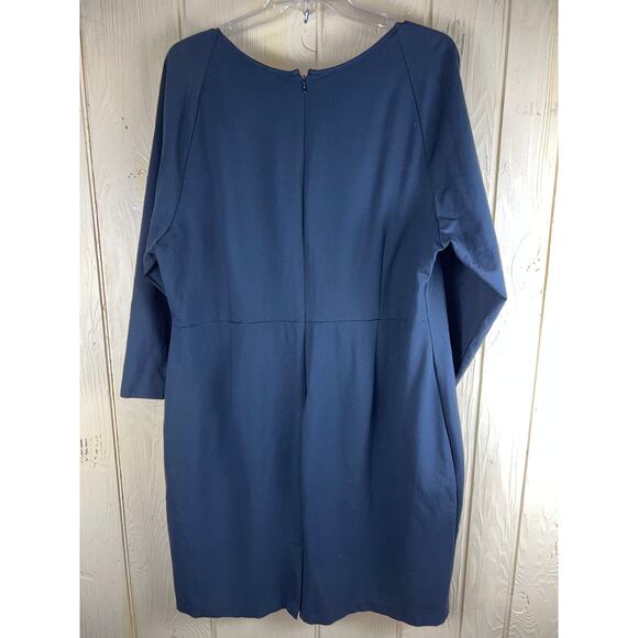 Sexy Square Neck Lane Bryant 28W 3X Black Midi DRESS Stretch Ponte Knit LBD NEW - Picture 10 of 10